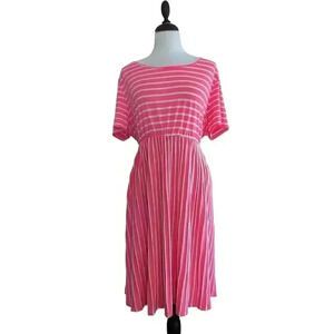 Good Day Pink & White Striped Short Sleeve Dress Size 3XL